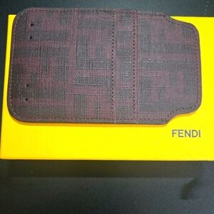 Fendi Burgundy Textured Card Holder all inclusive